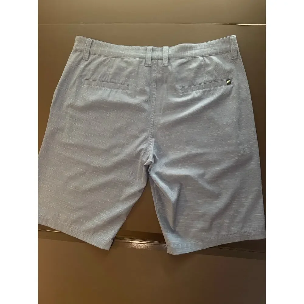 TravisMathew Men’s 36 Performance Shorts – Light Blue Stretch Golf Activewear
